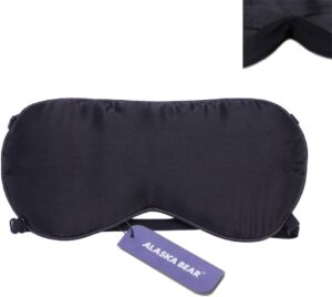 ALASKA BEAR Sleep Mask 2 Straps, Mulberry Silk, Twin Thin Elastic Bands Stay Put All Night, Super-Smooth Slim Eye Mask Two Adjustable Head Strings and Nose Baffle